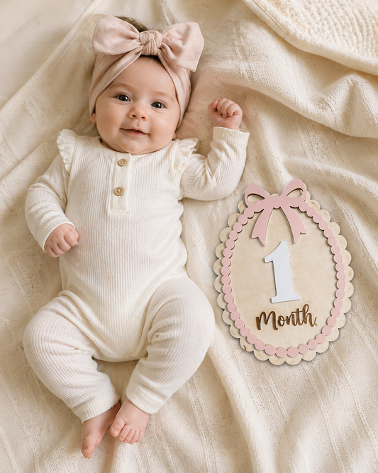 Personalized Baby Milestone Discs – First Year Monthly Set | Wooden Keepsake